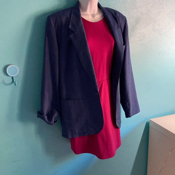 French Designer RODIER Linen Blazer Womens Size 42 Vintage Jacket Bright Blue - Picture 1 of 11